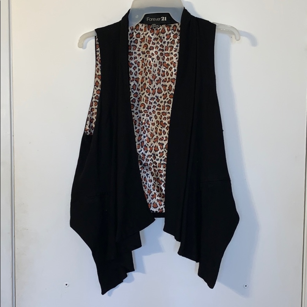 Black & Leopard Vest/Cover up
